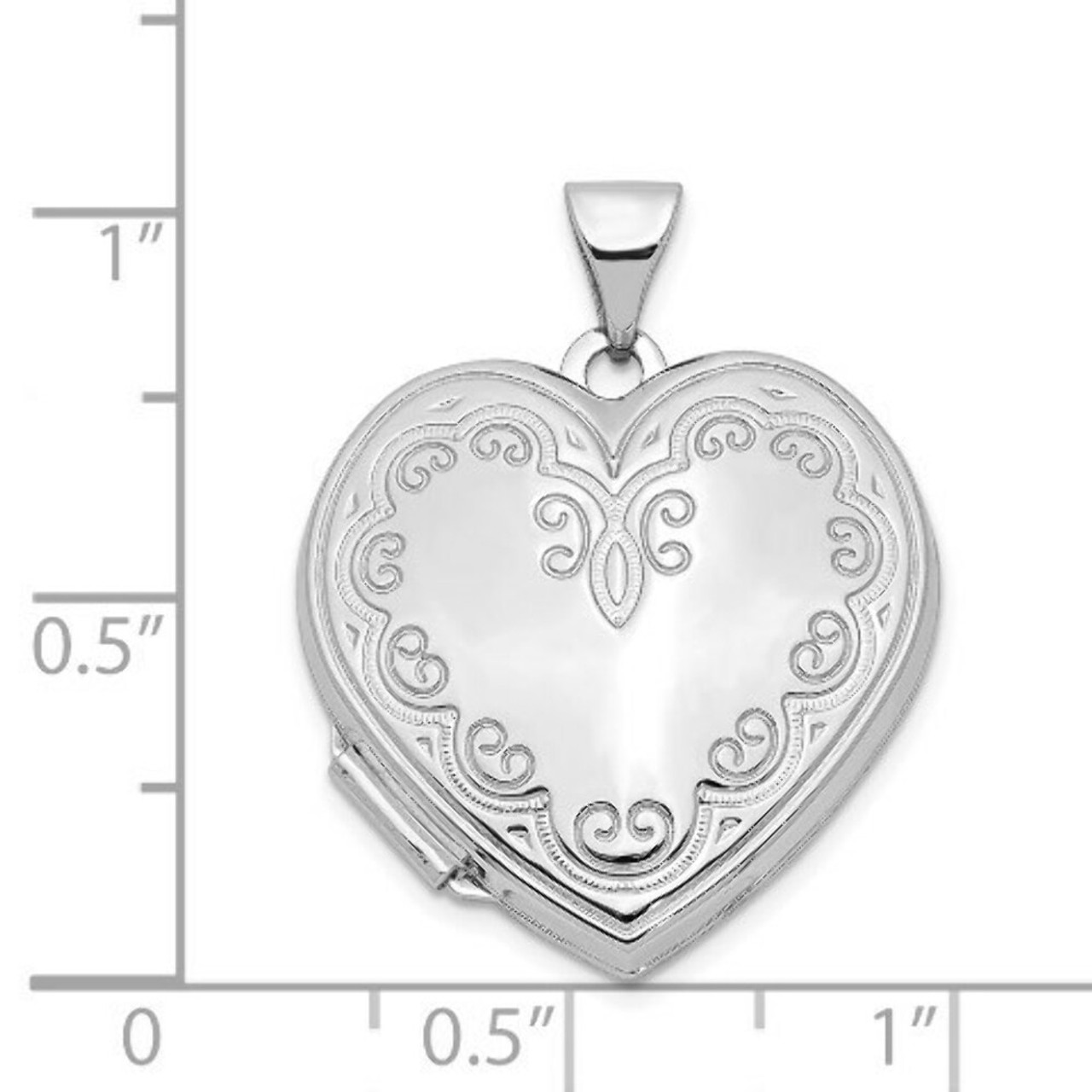14K White Gold Heart Locket 27x22mm - (A99-542)