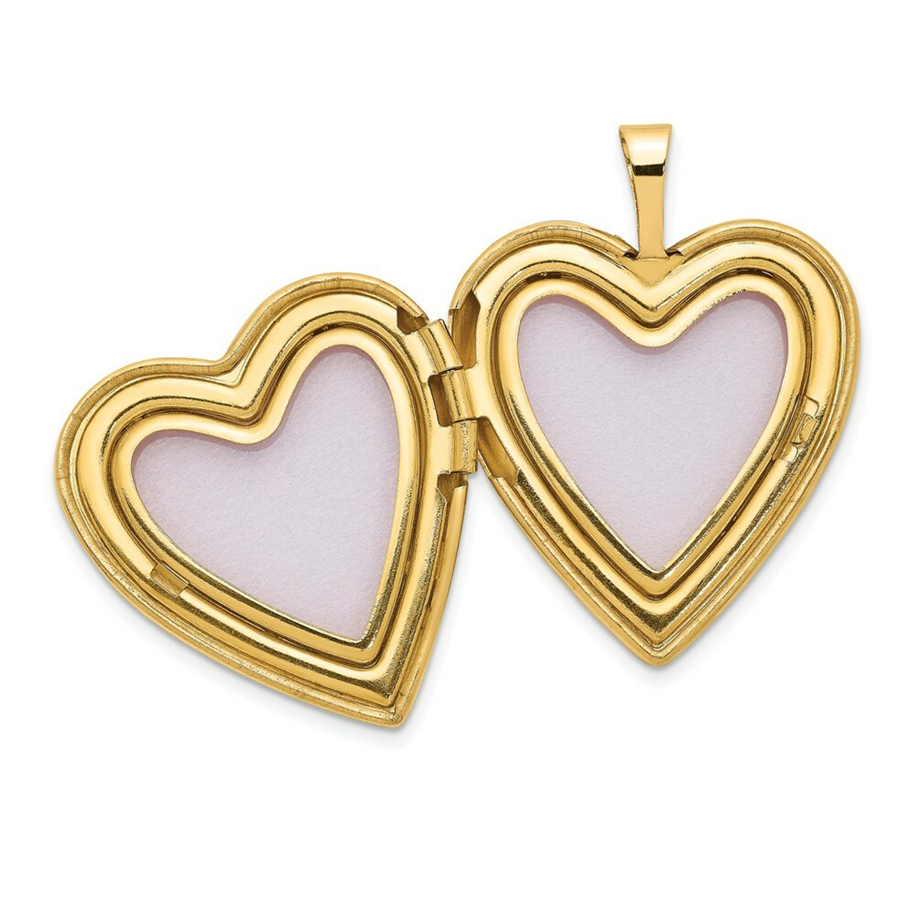 14K Yellow Gold 20mm Plain Polished Heart Locket 25x20mm - (A99-597)