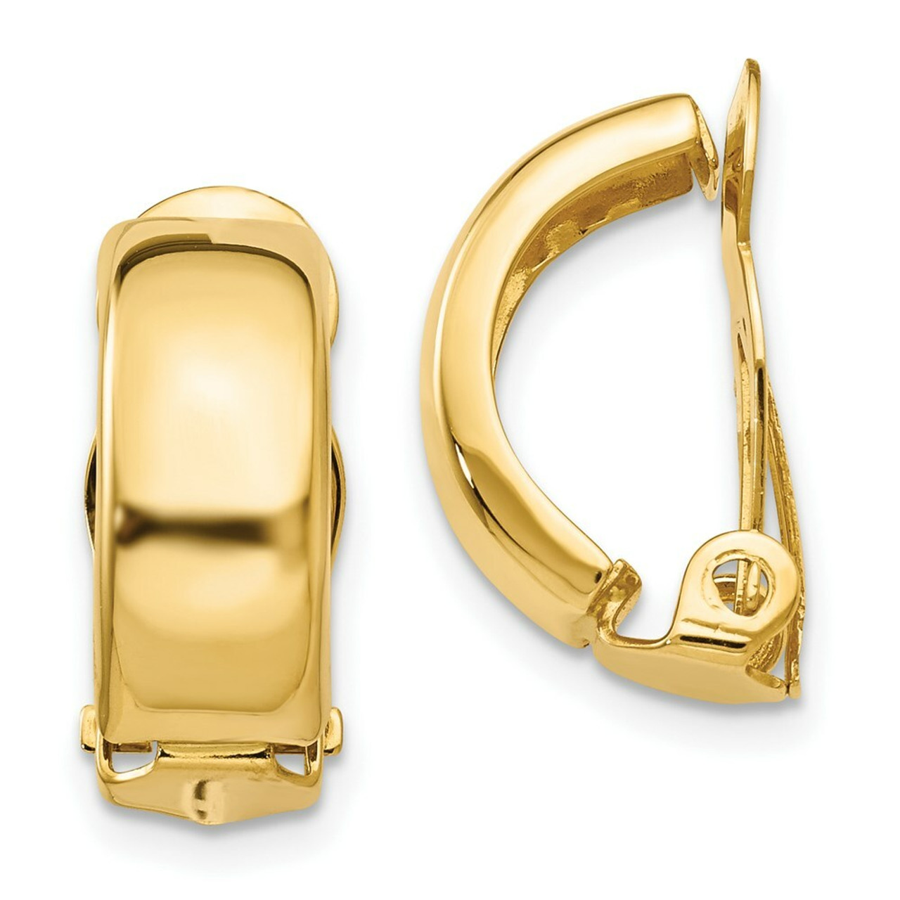 14K Yellow Gold Non-Pierced Polished Earrings - (B44-147)