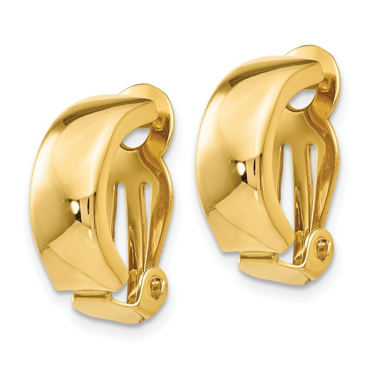 14K Yellow Gold Non-Pierced Polished Earrings - (B44-147)