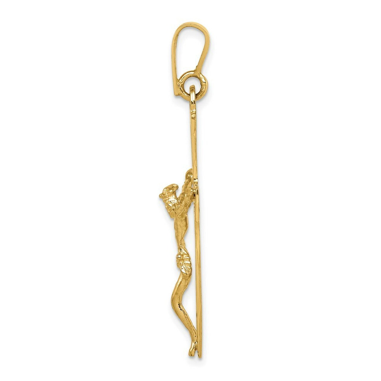 14K Yellow Gold Polished Crucifix Pendant 48mm length - (A83-346)