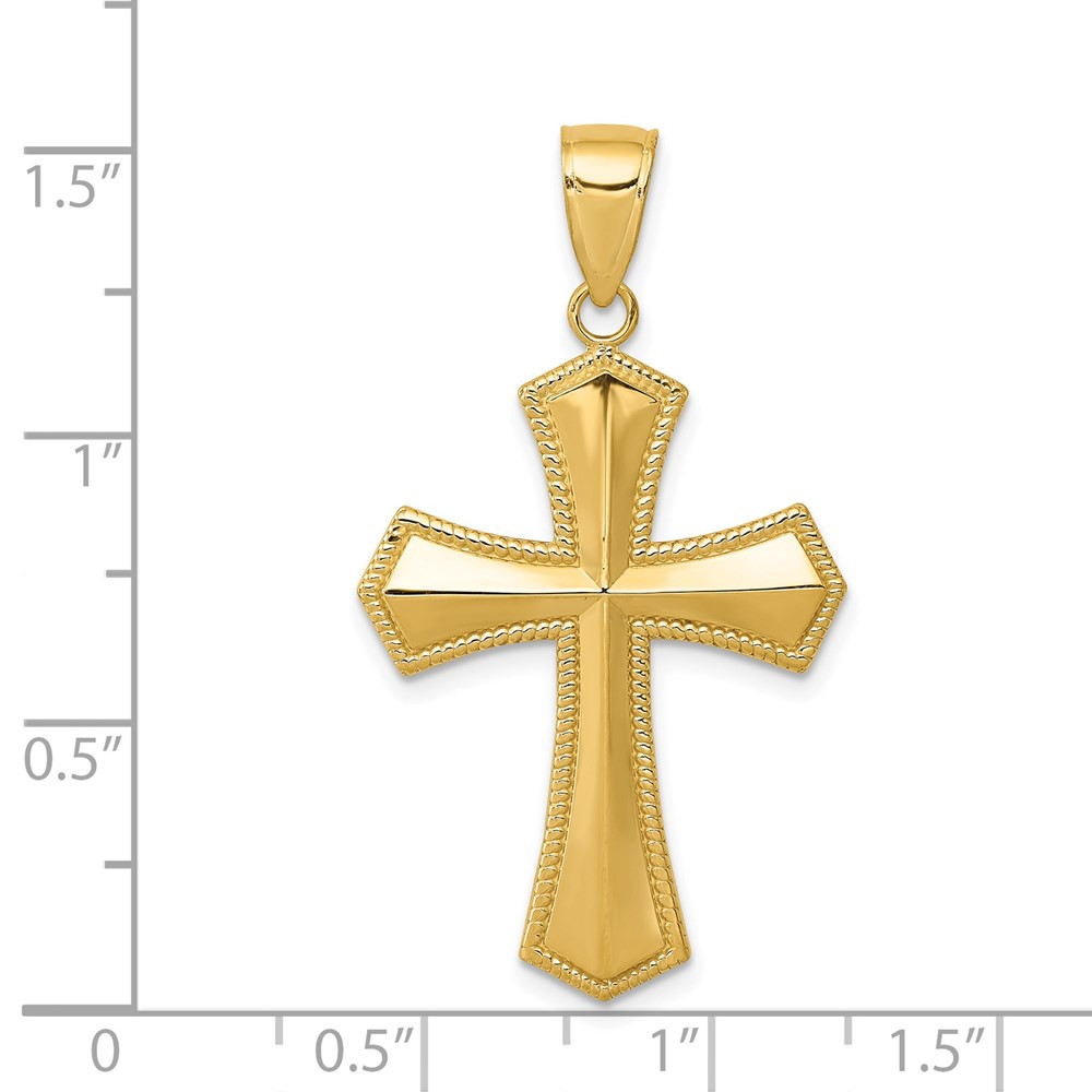 14K Yellow Gold Passion Cross Pendant 29mm length - (A85-524