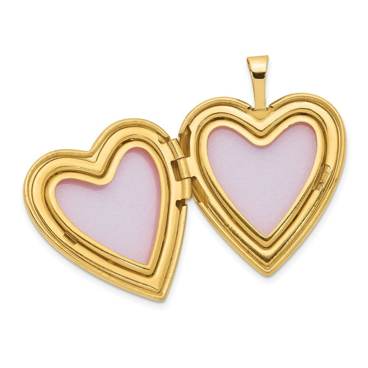 14K Yellow Gold 20mm Side Swirls with Diamond Heart Locket 25x20mm - (A99-471)
