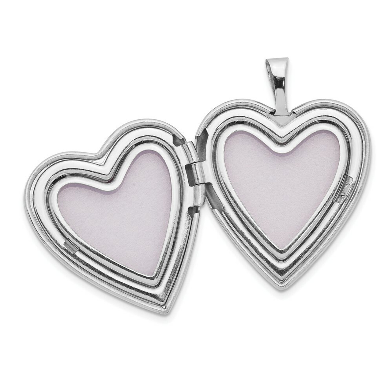 14K Yellow Gold 20mm White Gold Side Swirls with Diamond Heart Locket 25x20mm - (A99-582)