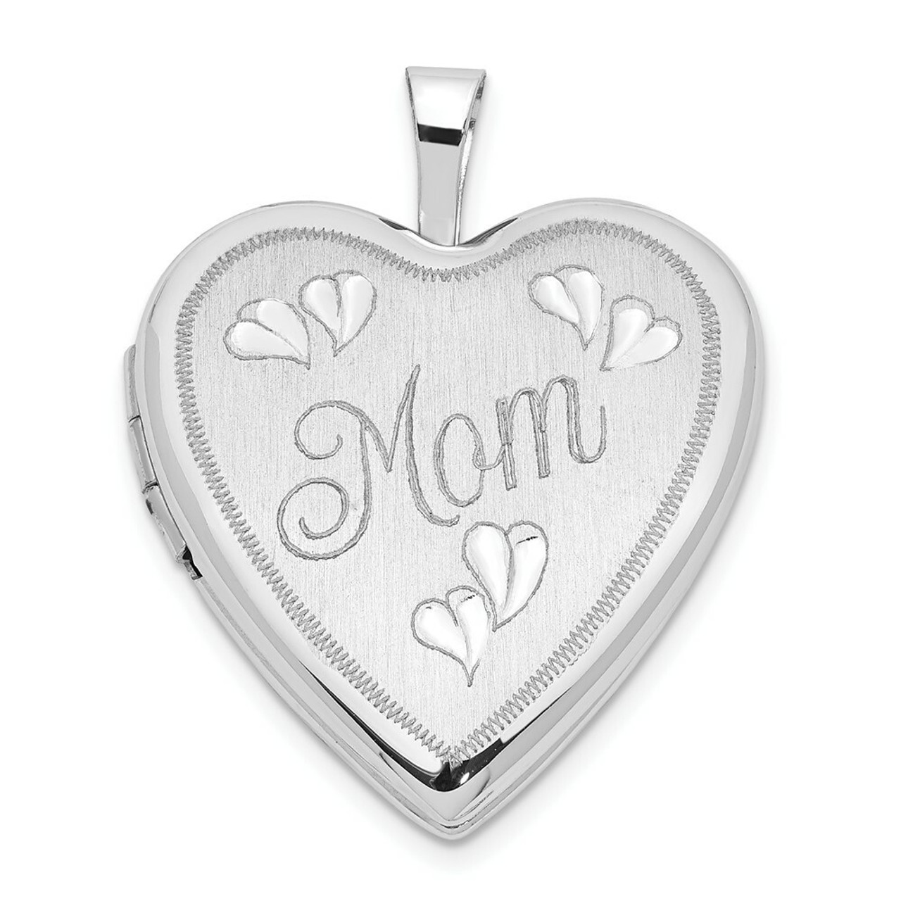14K Yellow Gold 20mm White Gold Mom with Hearts Heart Locket 24x20mm - (A99-741)
