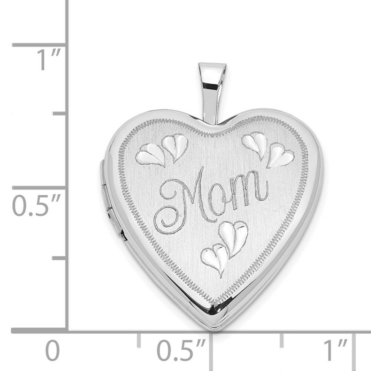 14K Yellow Gold 20mm White Gold Mom with Hearts Heart Locket 24x20mm - (A99-741)