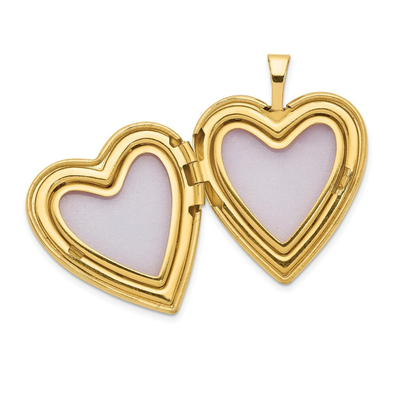 A♡ 14K Yellow Gold 20mm Diamond Set Cross Heart Locket - (A99