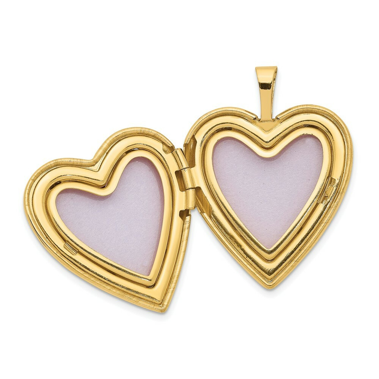 14K Yellow Gold 20mm with Diamond Heart Locket 25x20mm - (B14-192)