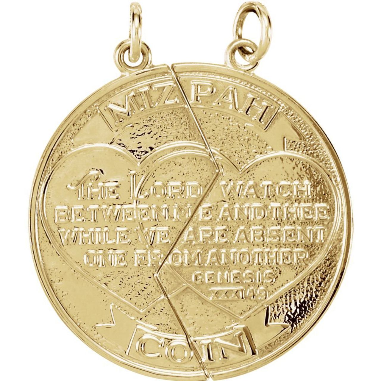 14K Yellow Gold Miz Pah Coin Left Pendant - (B16-162)