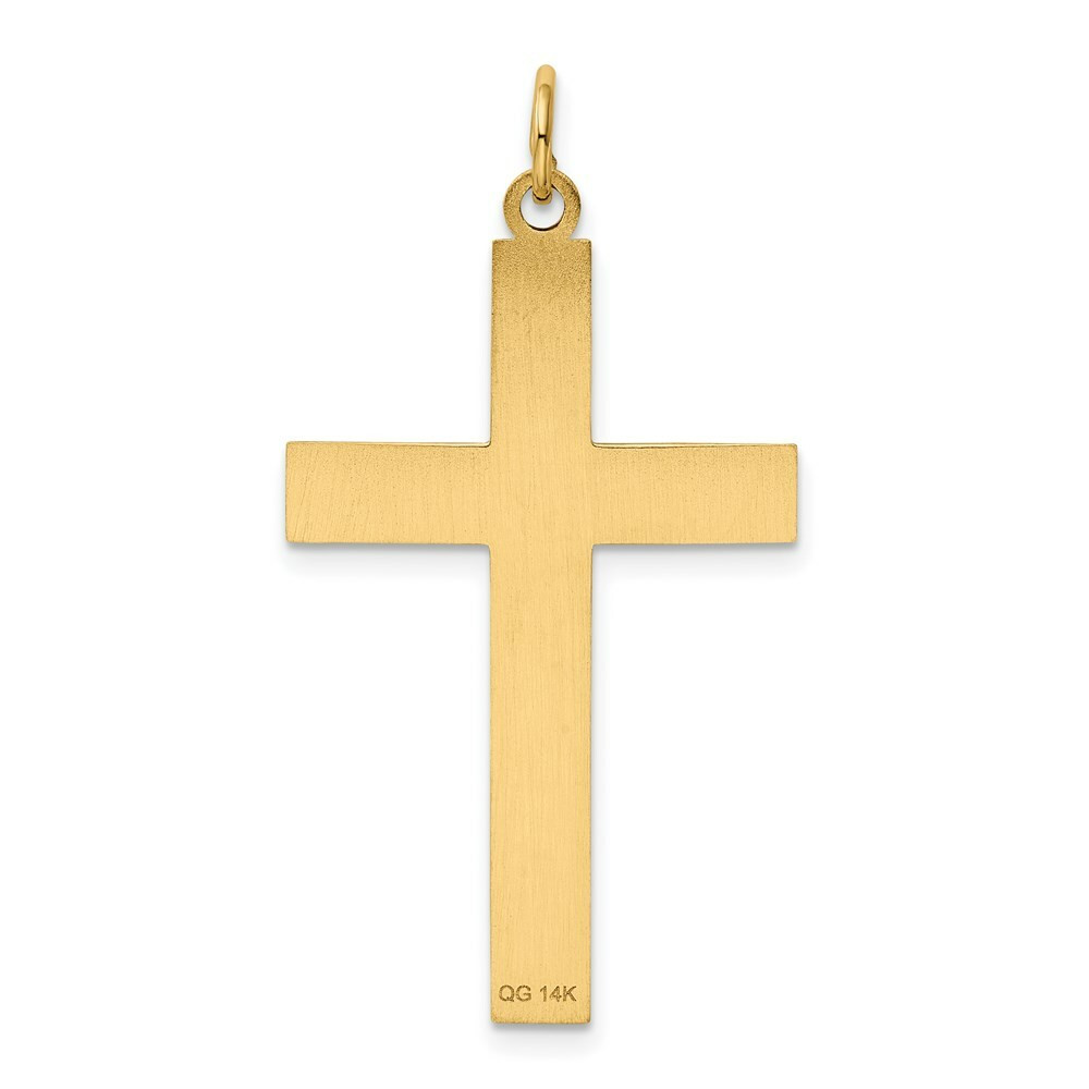 14K Yellow Gold Laser Designed Cross Pendant 40mm length - (A99