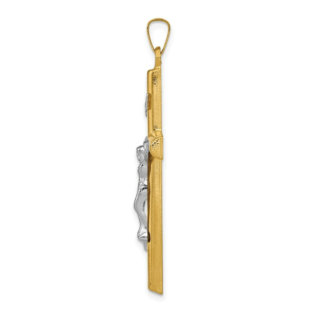 14K Two-tone Gold INRI Hollow Crucifix Pendant 44mm length - (B11-611)