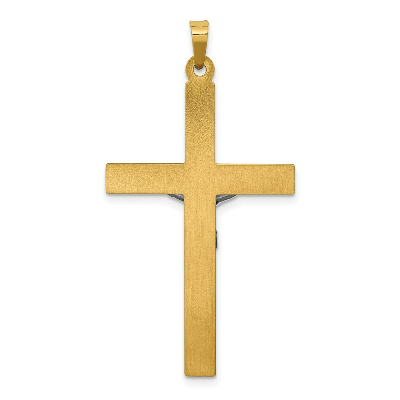 14K Two-tone Gold INRI Hollow Crucifix Pendant 44mm length - (B11-611)