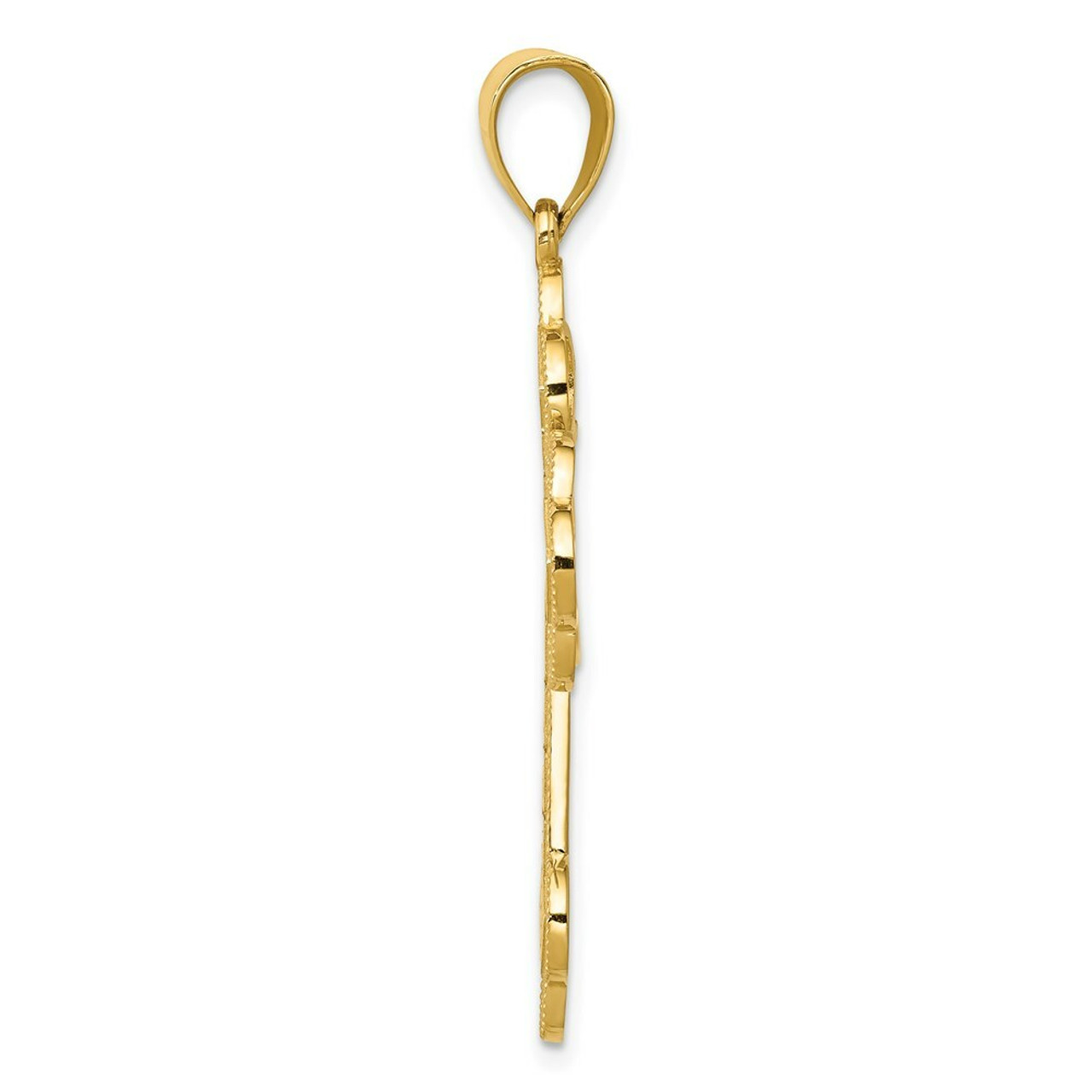 14K Yellow Gold Budded Greek Key Cross Pendant - (A83-142)