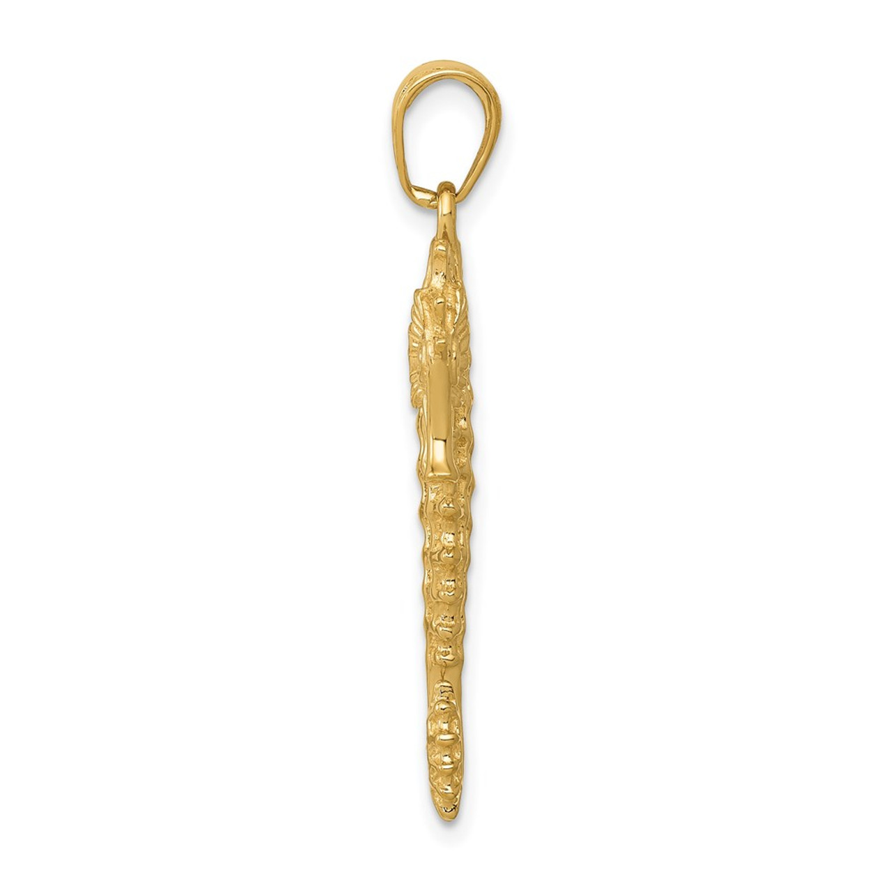 14K Yellow Gold 3-D Seahorse Pendant - (A83-218)