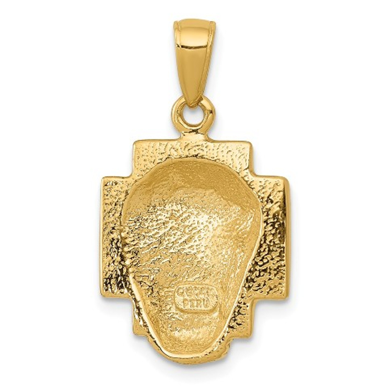 14K Yellow Gold Polished 2-D Small Jesus Head with Crown Pendant