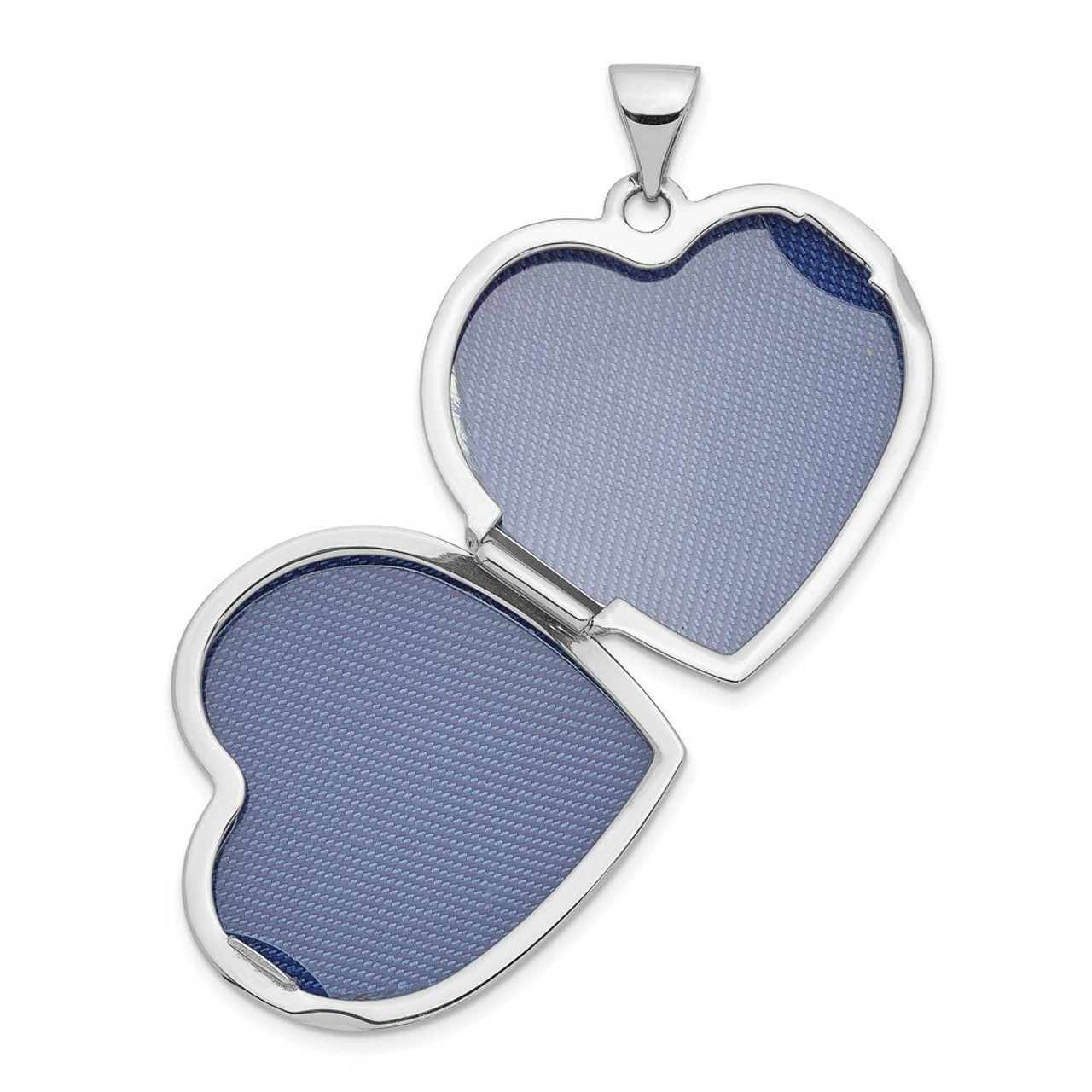 14K White Gold Polished Heart-Shaped Domed Locket 26x22mm - (A99-783)