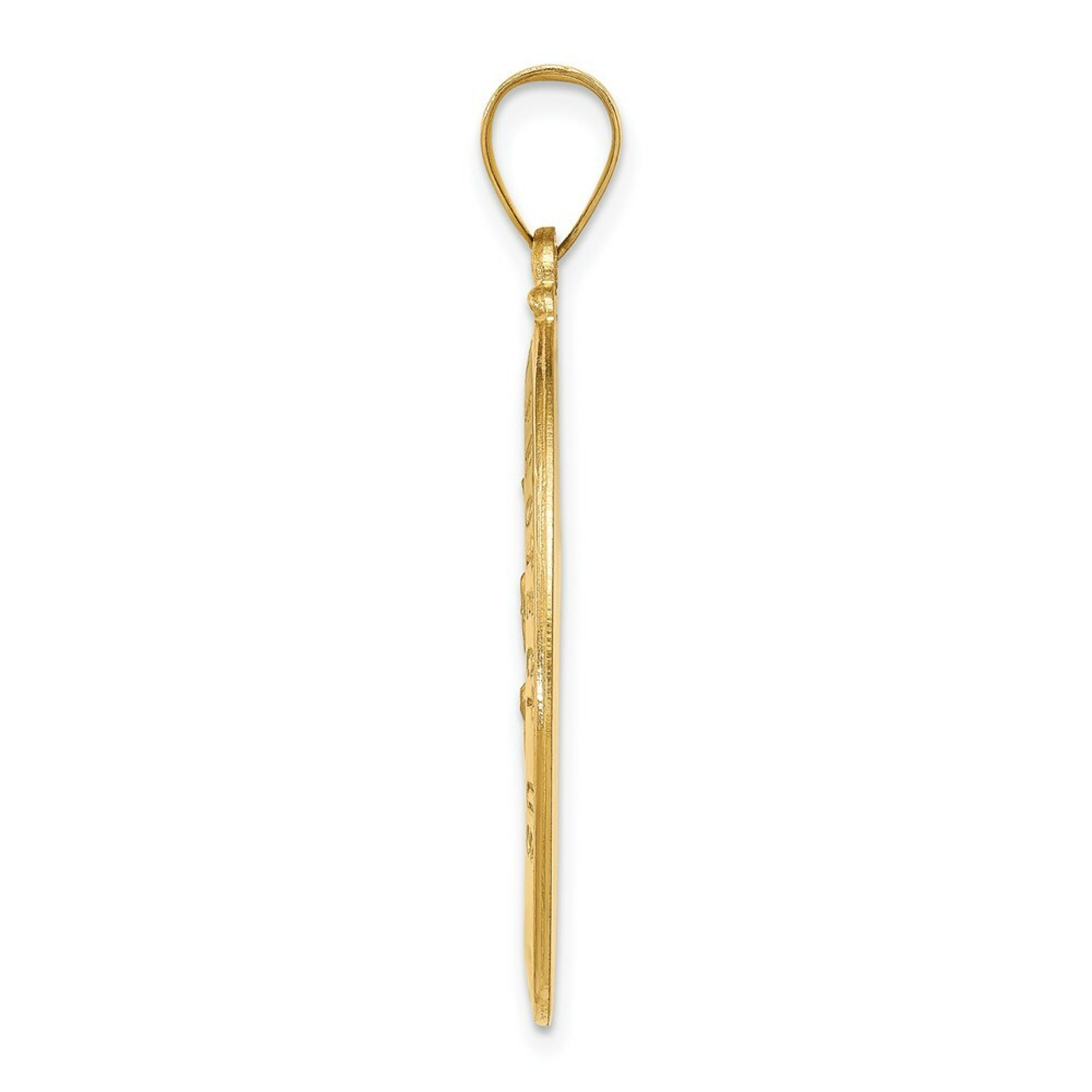 14K Yellow Gold Polished and Satin Saint Christopher Medal Pendant 18mm width - (B11-160)