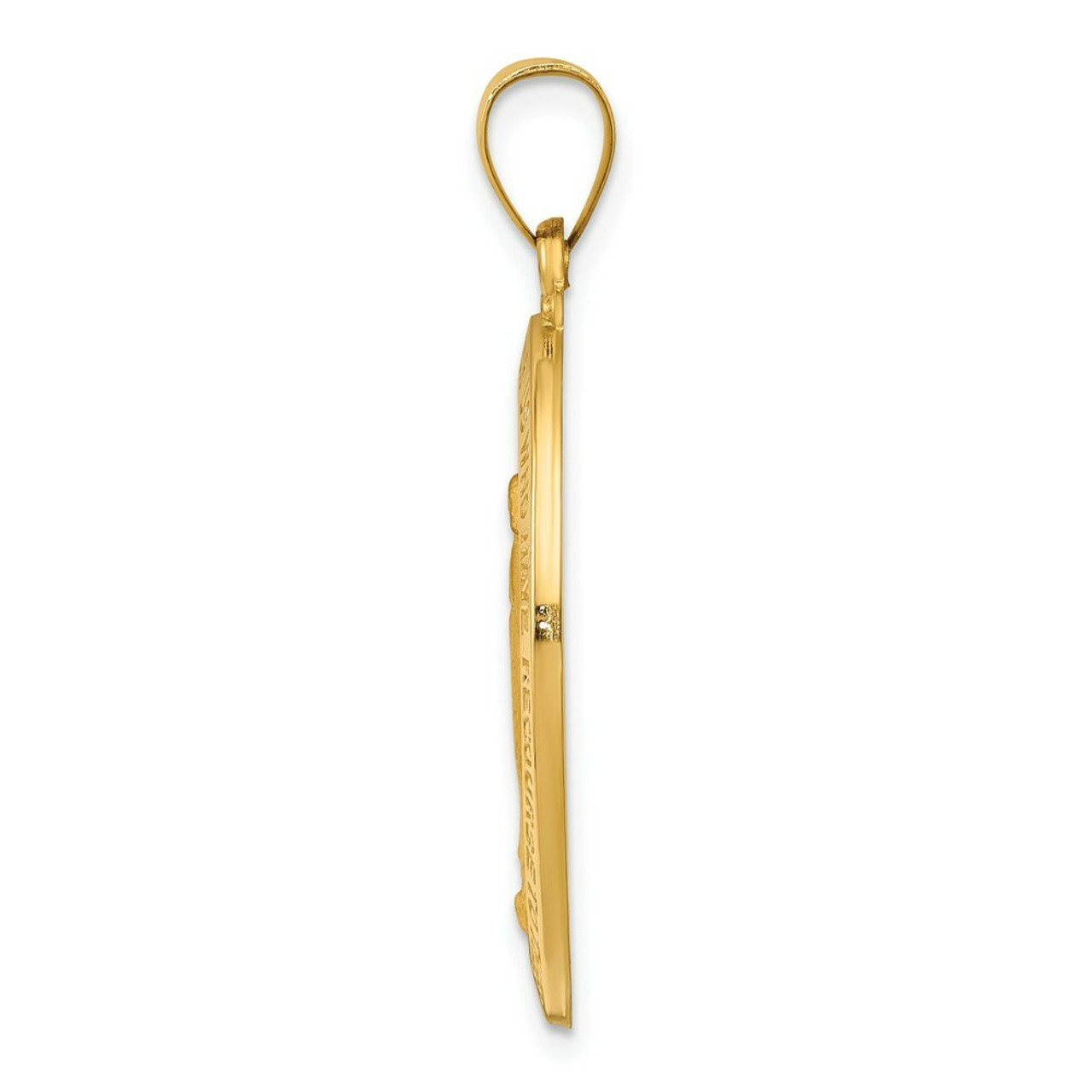 14K Yellow Gold Polished and Satin Miraculous Medal Pendant 18mm width - (B11-209)