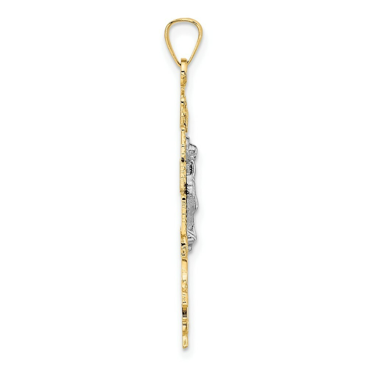 14K Two-tone Gold Cara Vaca Crucifix Pendant - (B11-324)