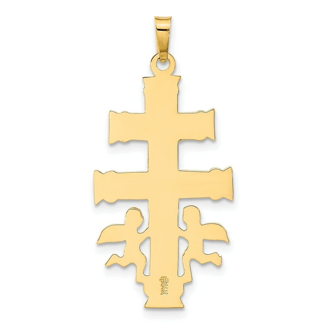 14K Two-tone Gold Cara Vaca Crucifix Pendant - (B11-324)