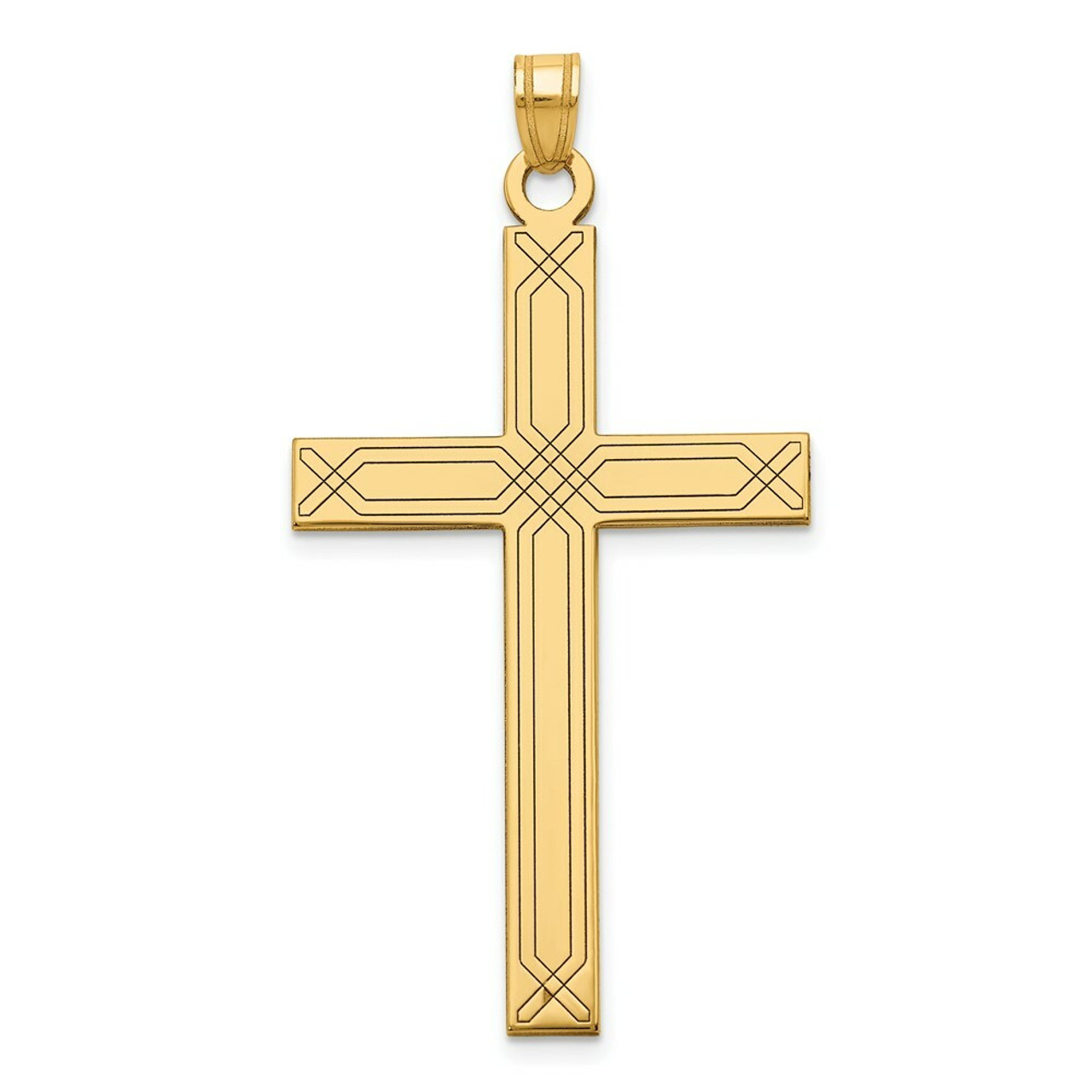 14K Yellow Gold Cross Pendant 50mm length - (B11-634)