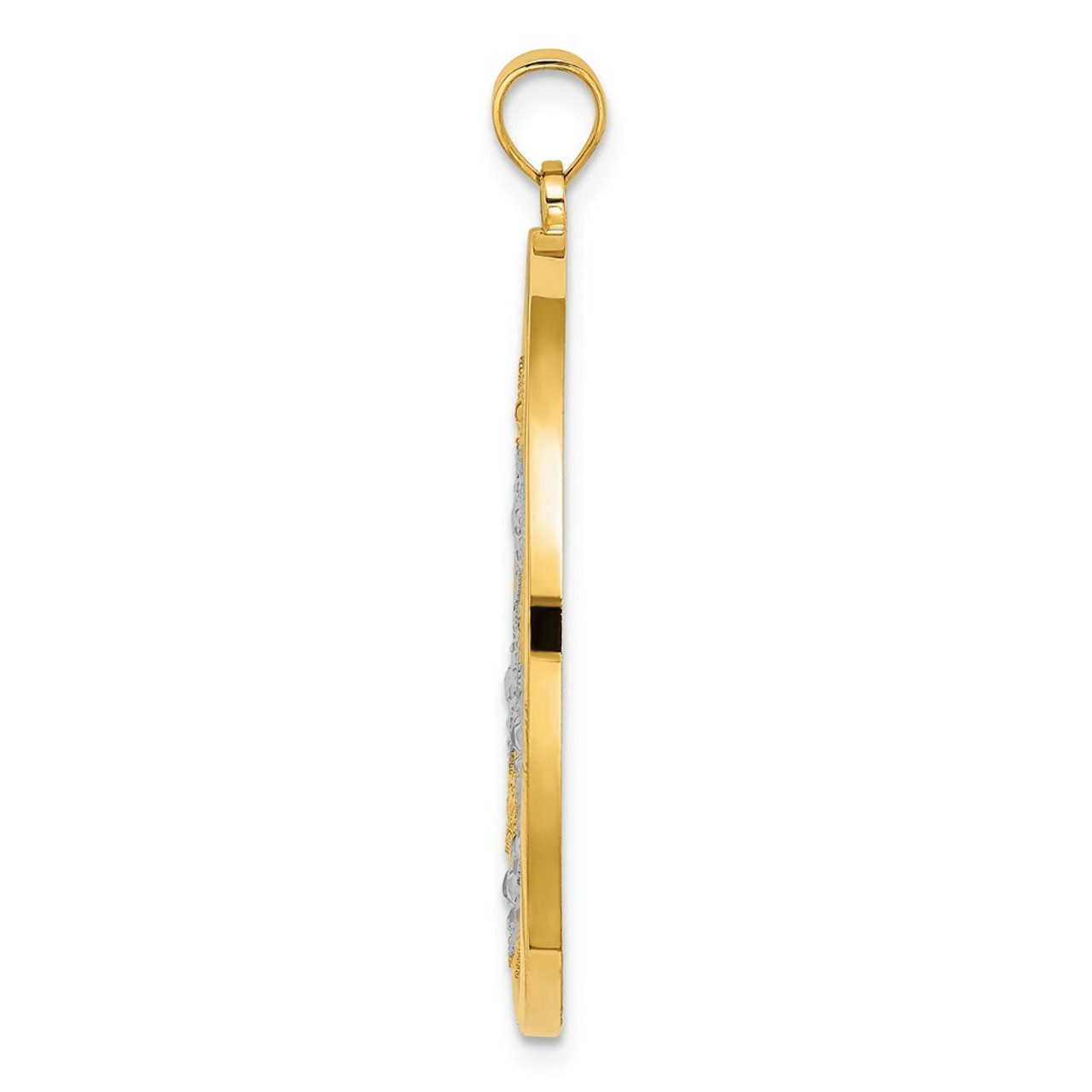 14K Yellow Gold Two-tone Stars In Round Frame Charm Pendant - (A93-680)