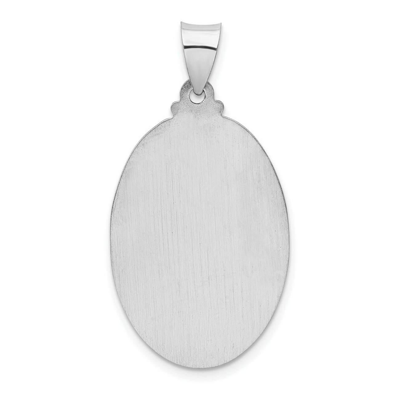 14K White Gold Polished and Satin Saint Christopher Medal Pendant 18mm width - (B11-578)