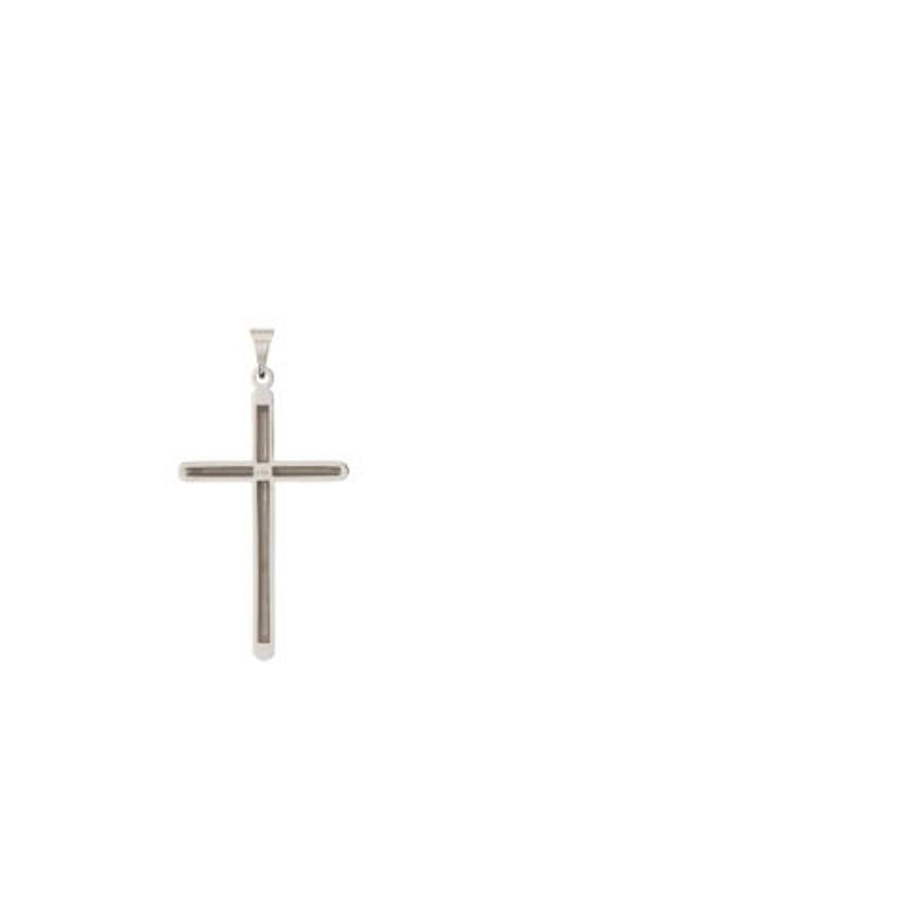 14K White Gold Unadorned Cross Pendant - (B16-247)