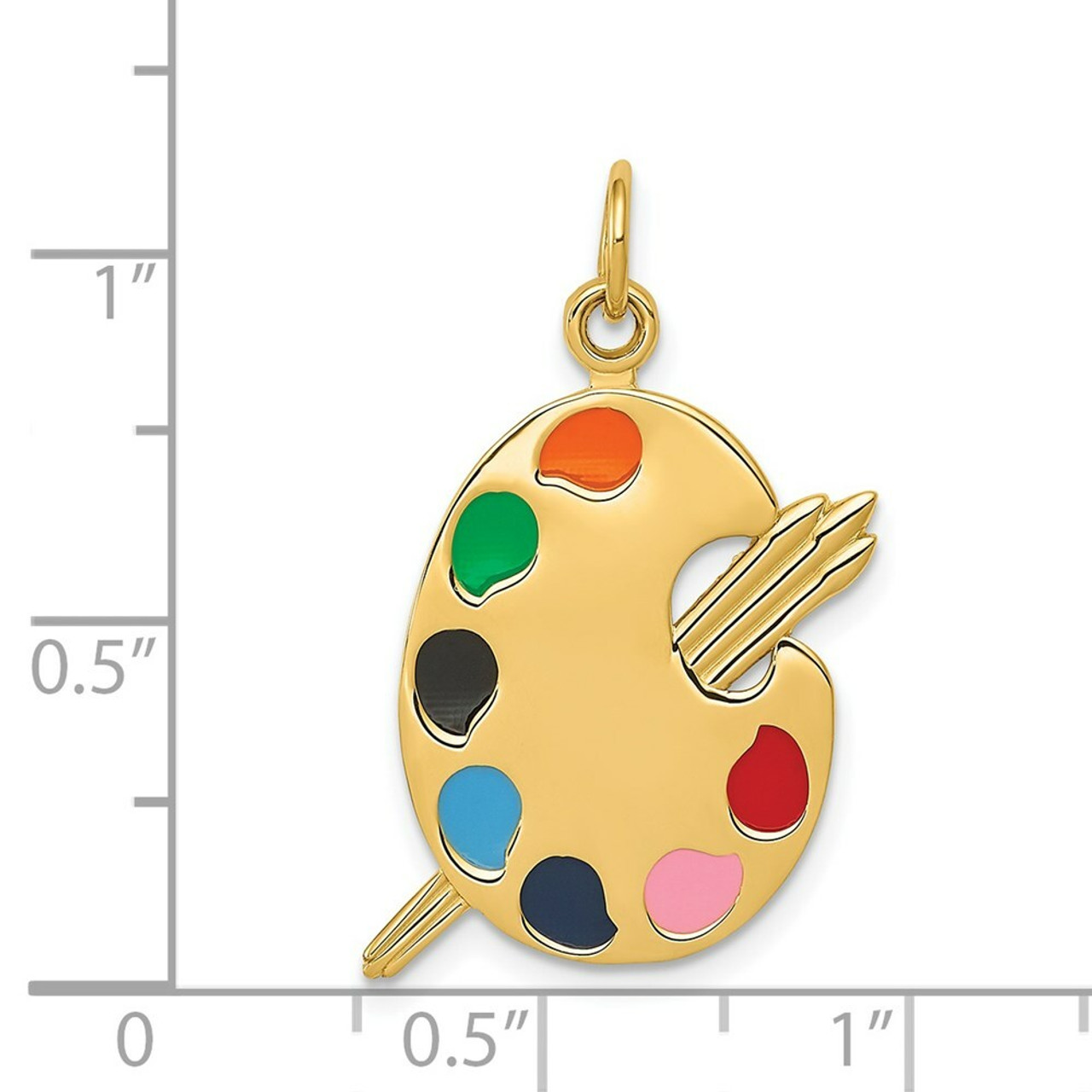 14K Yellow Gold Enameled Artist Palette Charm - (A82-477)