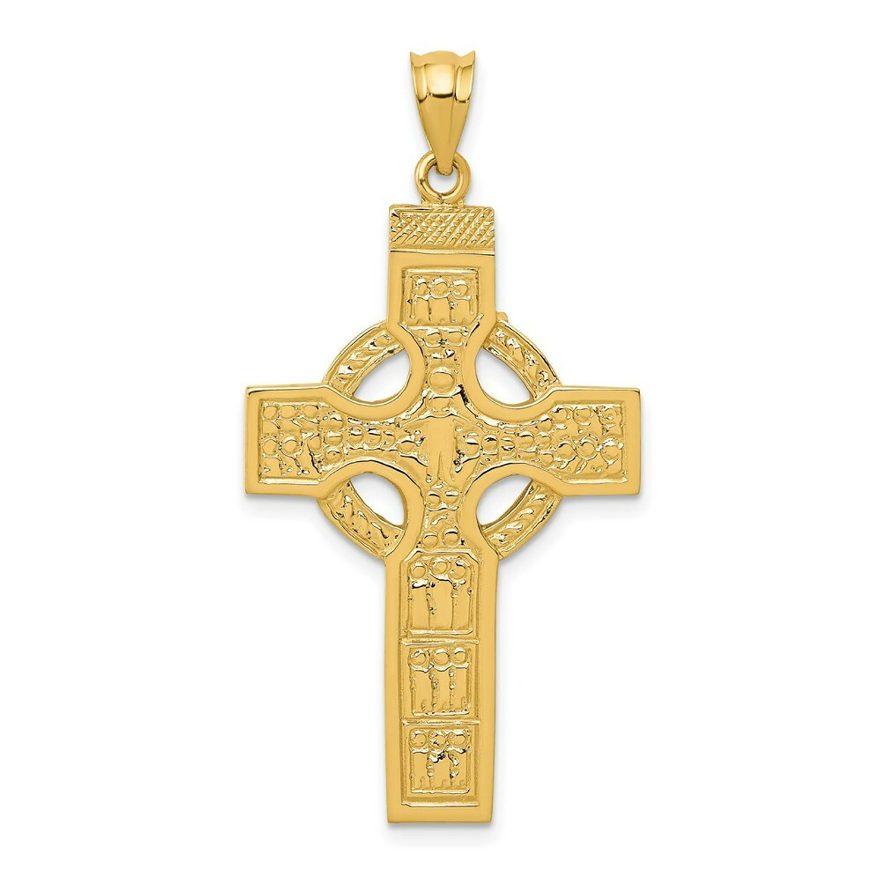14K Yellow Gold Celtic Cross Pendant 46mm length - (A83-889)
