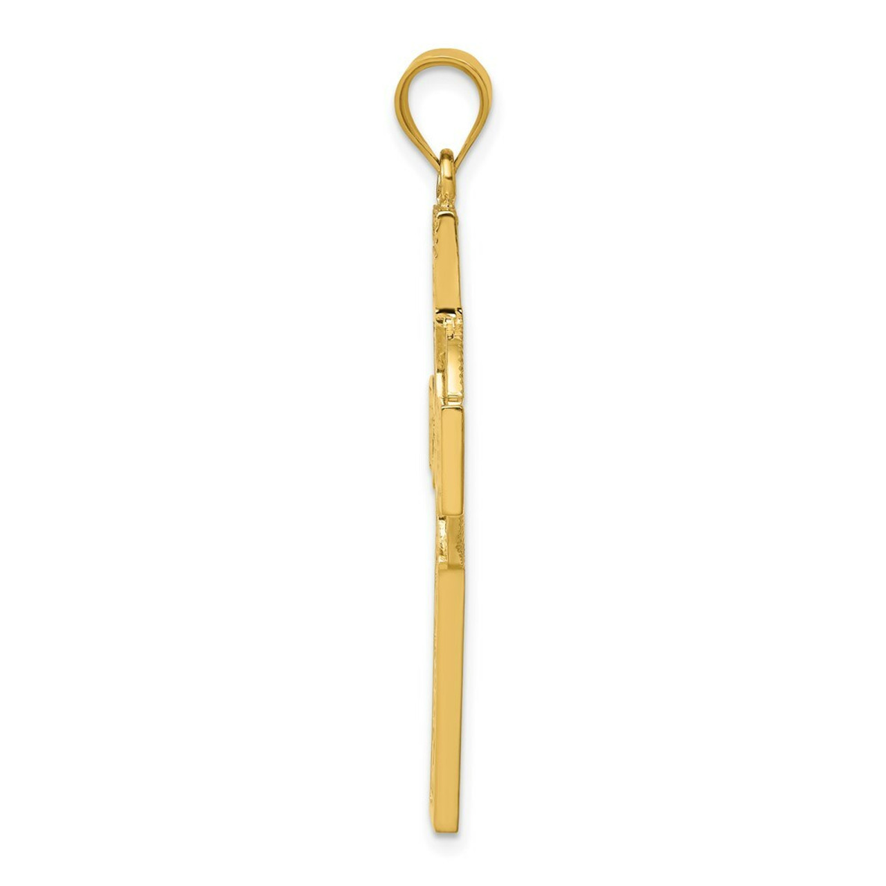 14K Yellow Gold Celtic Cross Pendant 46mm length - (A83-889)