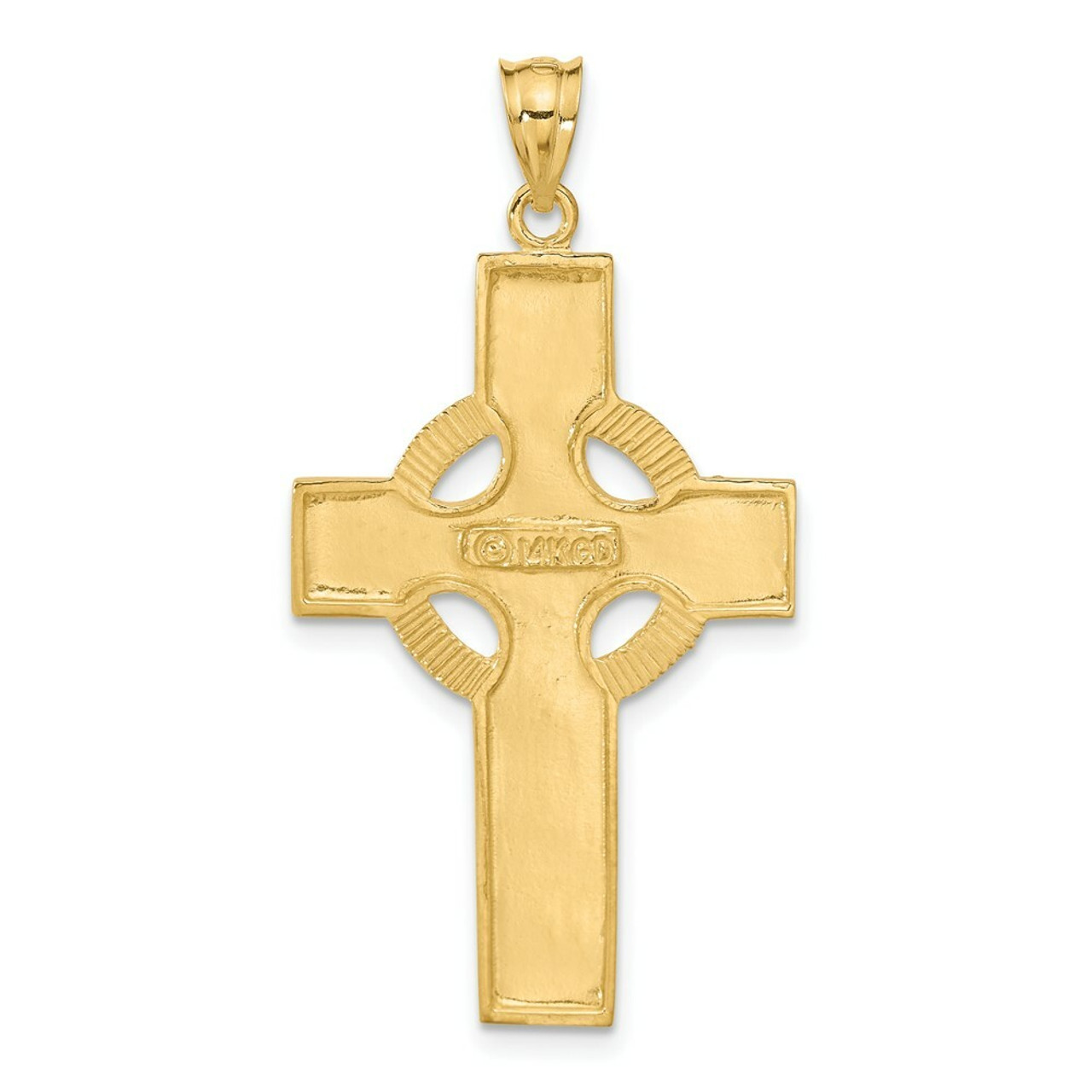 14K Yellow Gold Celtic Cross Pendant 46mm length - (A83-889)