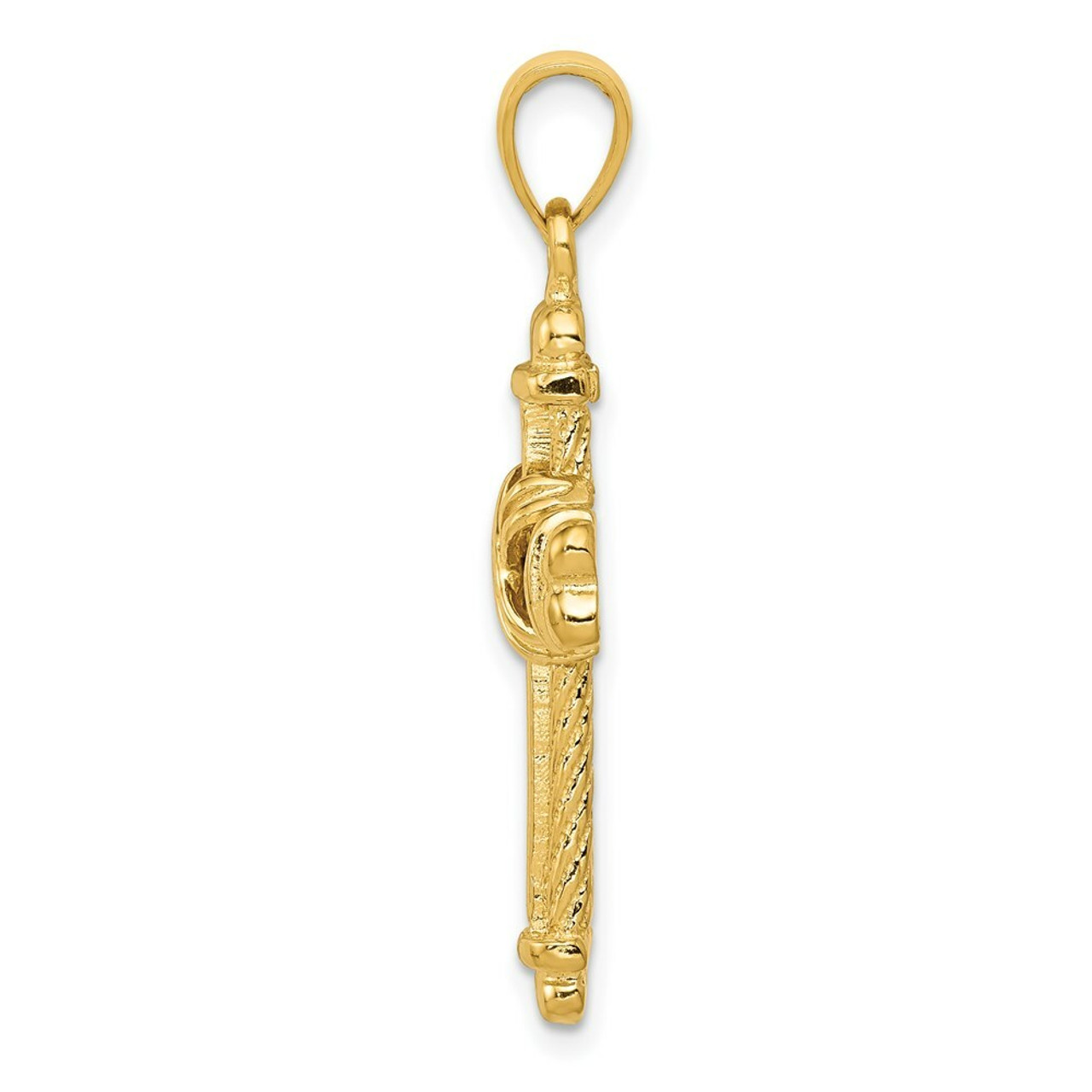 14K Yellow Gold Polished & Textured Cross Pendant - (A85-678)