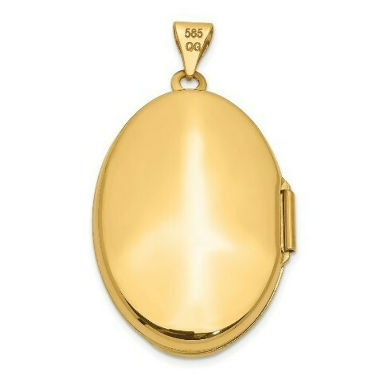 14K Yellow Gold Polished Domed Oval Locket 34x26mm - (A99-383)