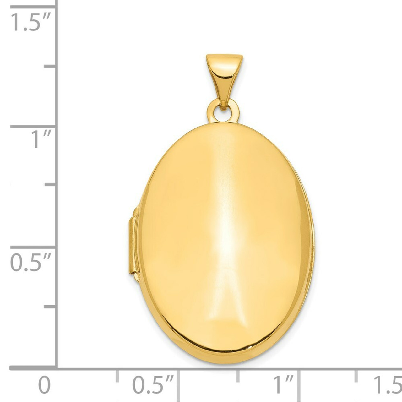 14K Yellow Gold Polished Domed Oval Locket 34x26mm - (A99-383)