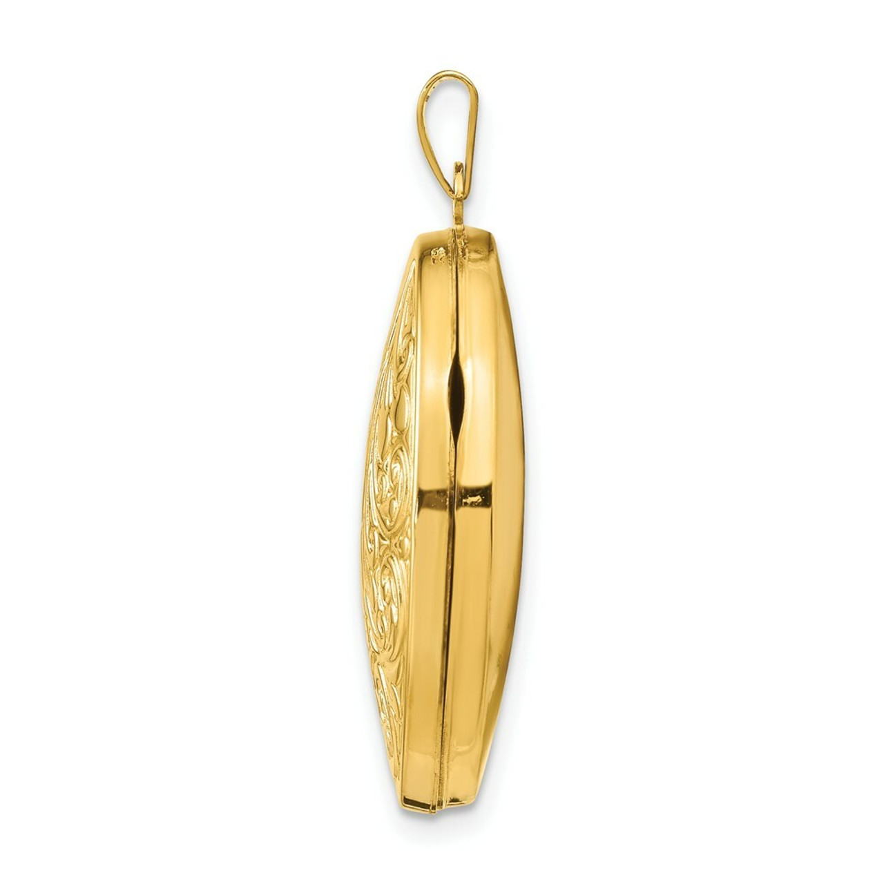 14K Yellow Gold Scroll Oval Locket 34x26mm - (A99-466)