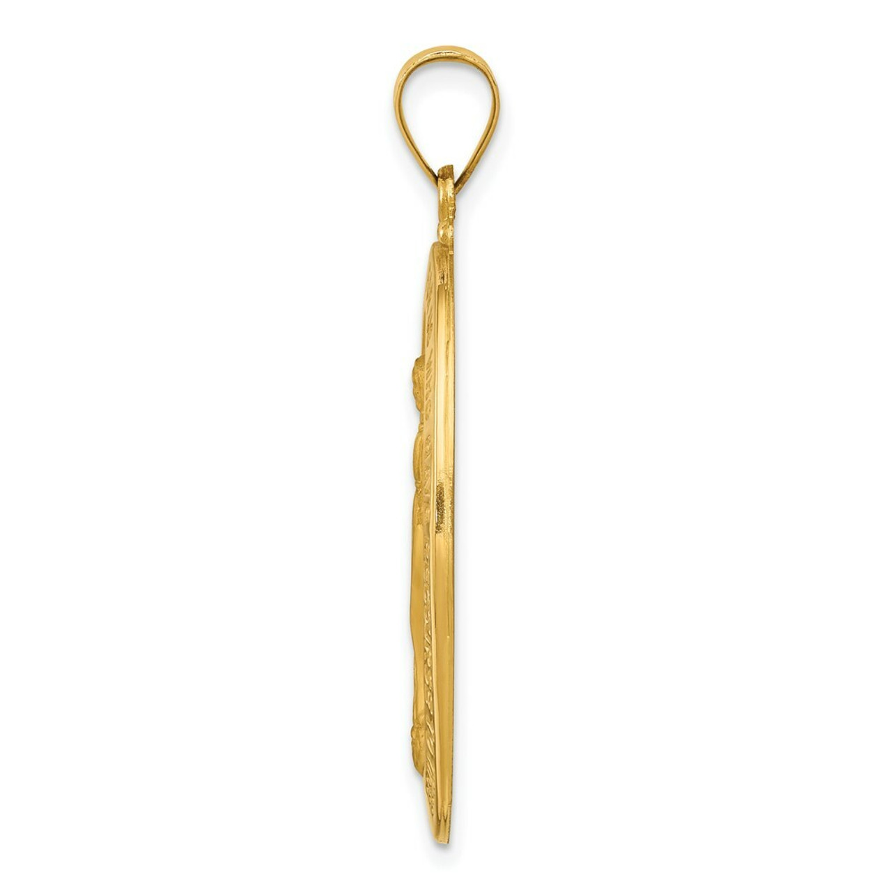 14K Yellow Gold Polished and Satin Miraculous Medal Pendant 20mm width - (B11-335)