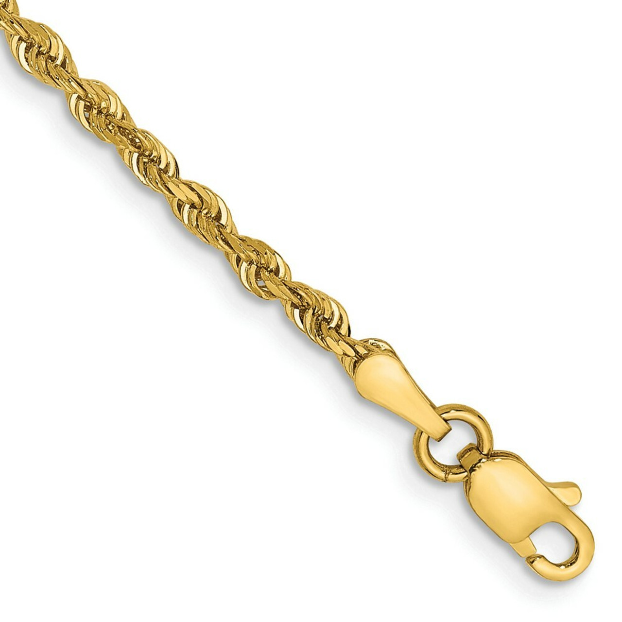 14K Yellow Gold 2.25mm Diamond-cut Quadruple Rope Chain Anklet Bracelet - Length 10'' inches - (C63-976)