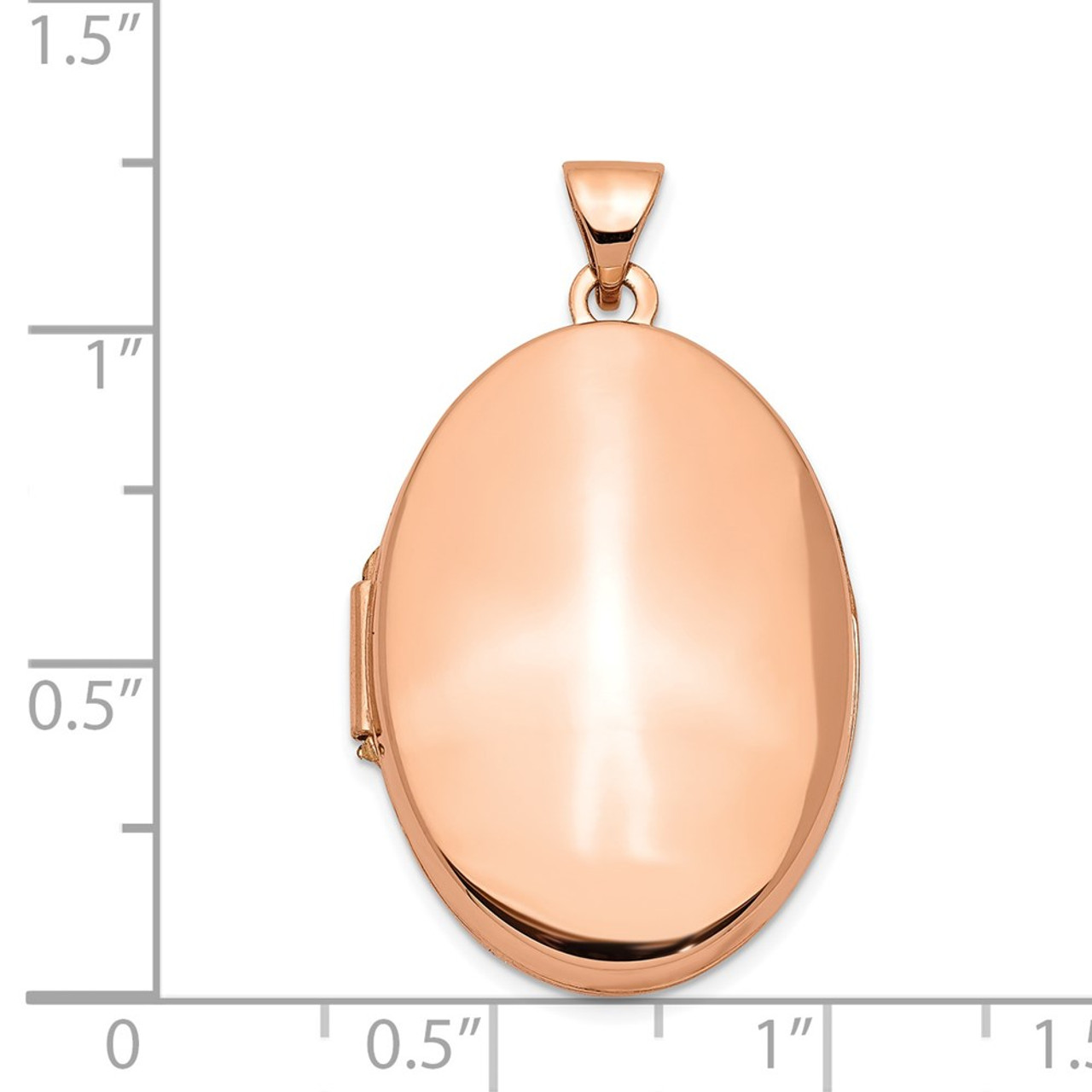14K Rose Gold Polished 26mm Domed Oval Locket - (A99-191)