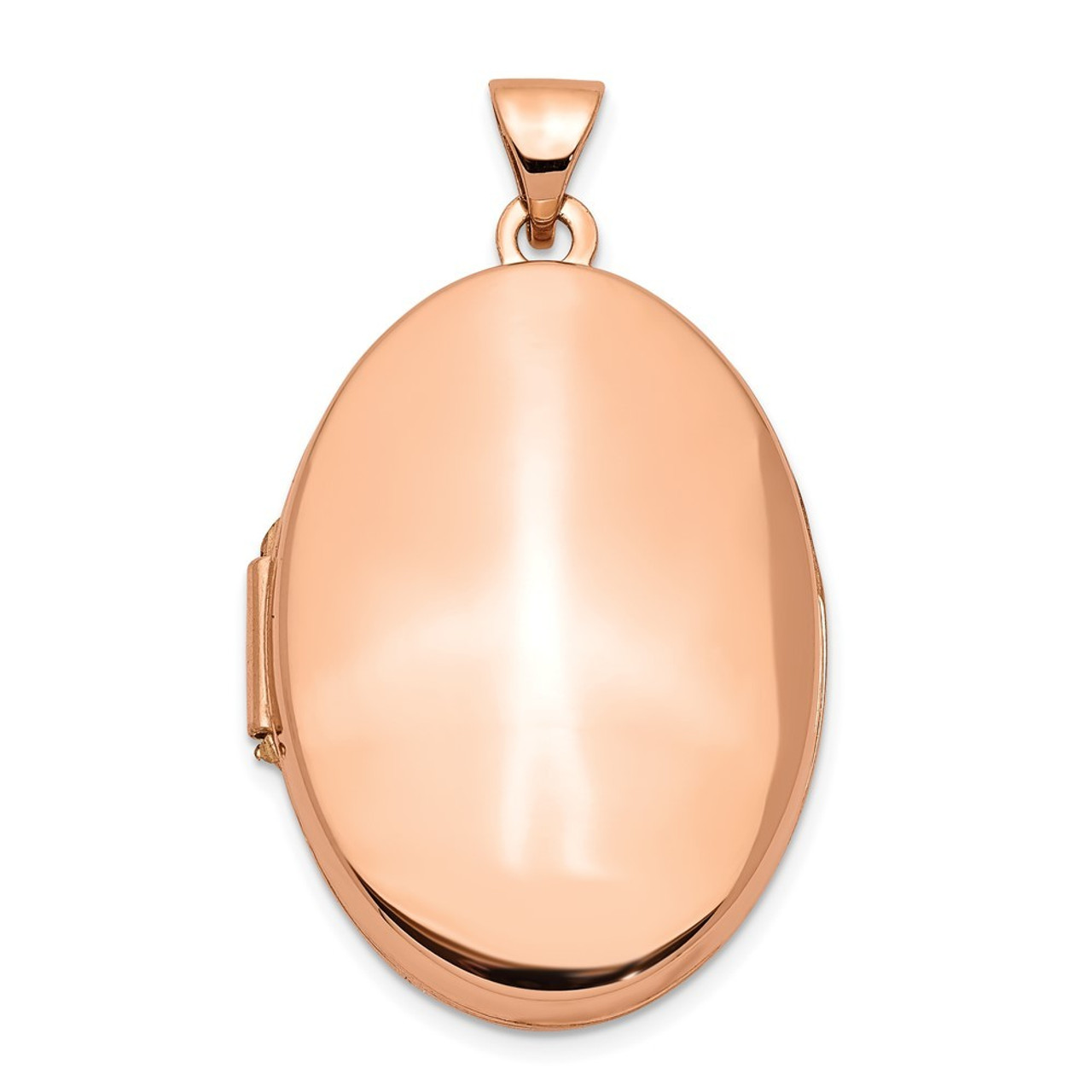 14K Rose Gold Polished 26mm Domed Oval Locket - (A99-191)