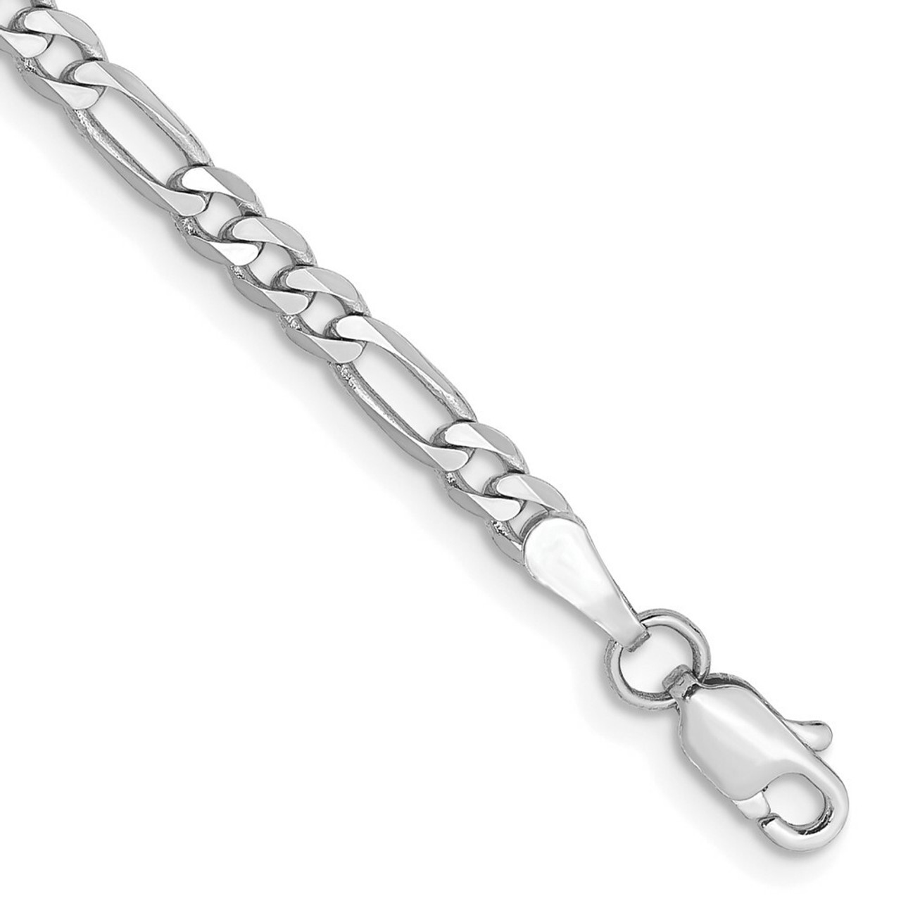 14K White Gold 3mm Flat Figaro Chain Anklet - Length 10'' inches - (C64-270)