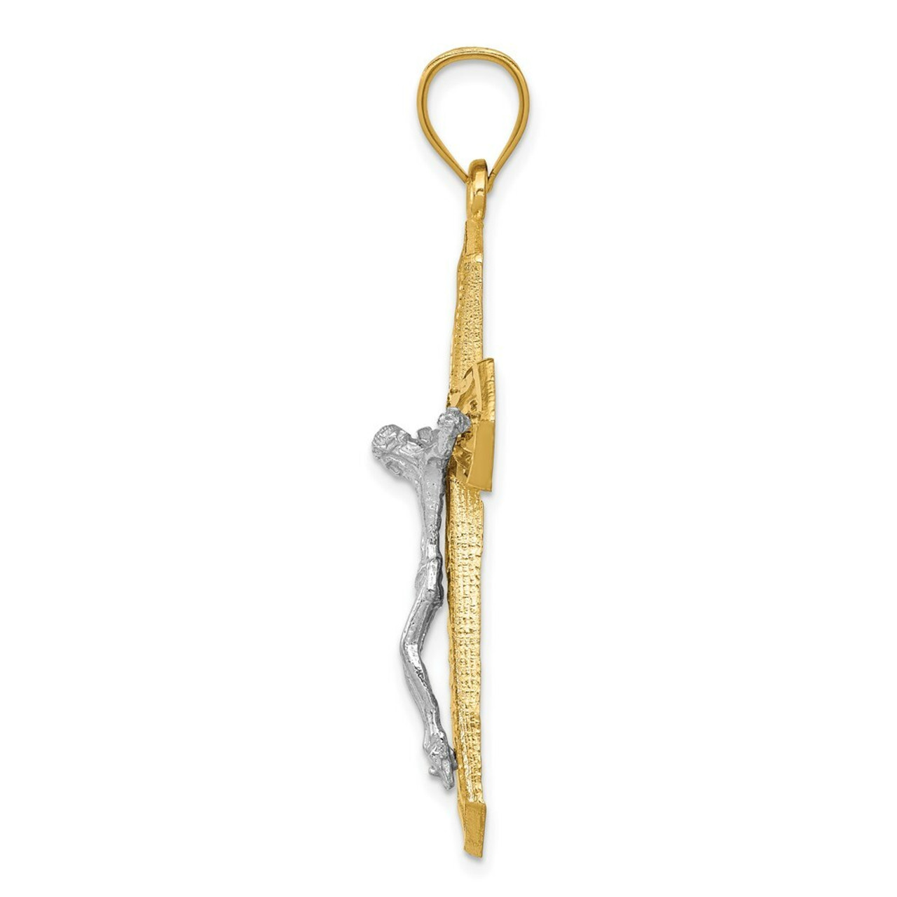 14k Two Tone Gold Diamond-cut Passion Crucifix Pendant - (A85-989)