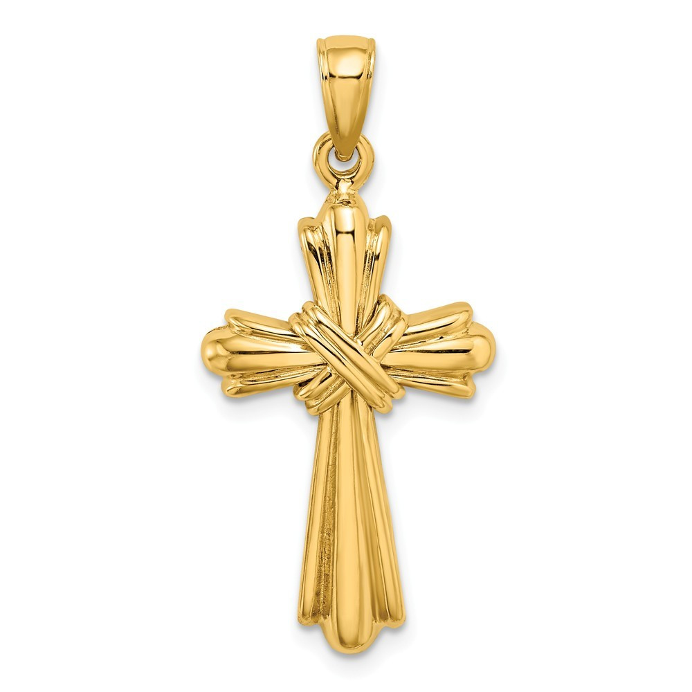 14K Yellow Gold Polished Cross With X Center Charm Pendant - (A92