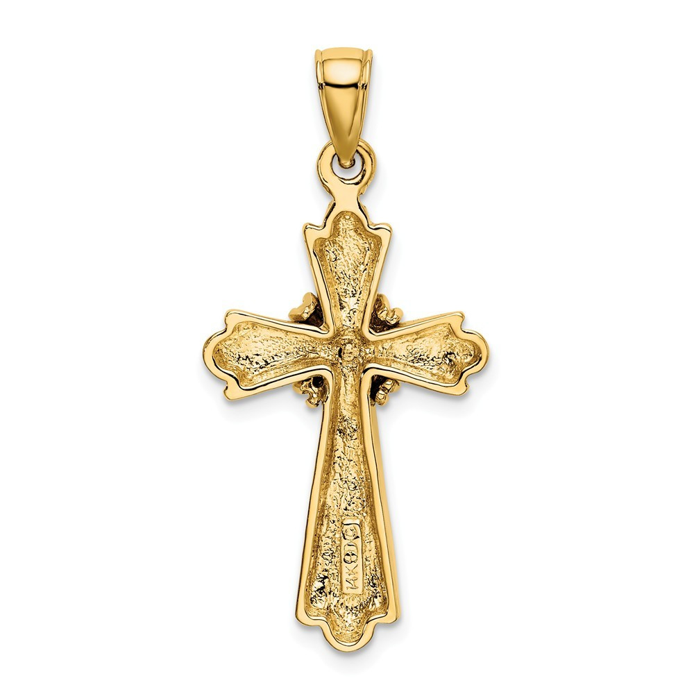 14K Yellow Gold Polished Cross With X Center Charm Pendant - (A92