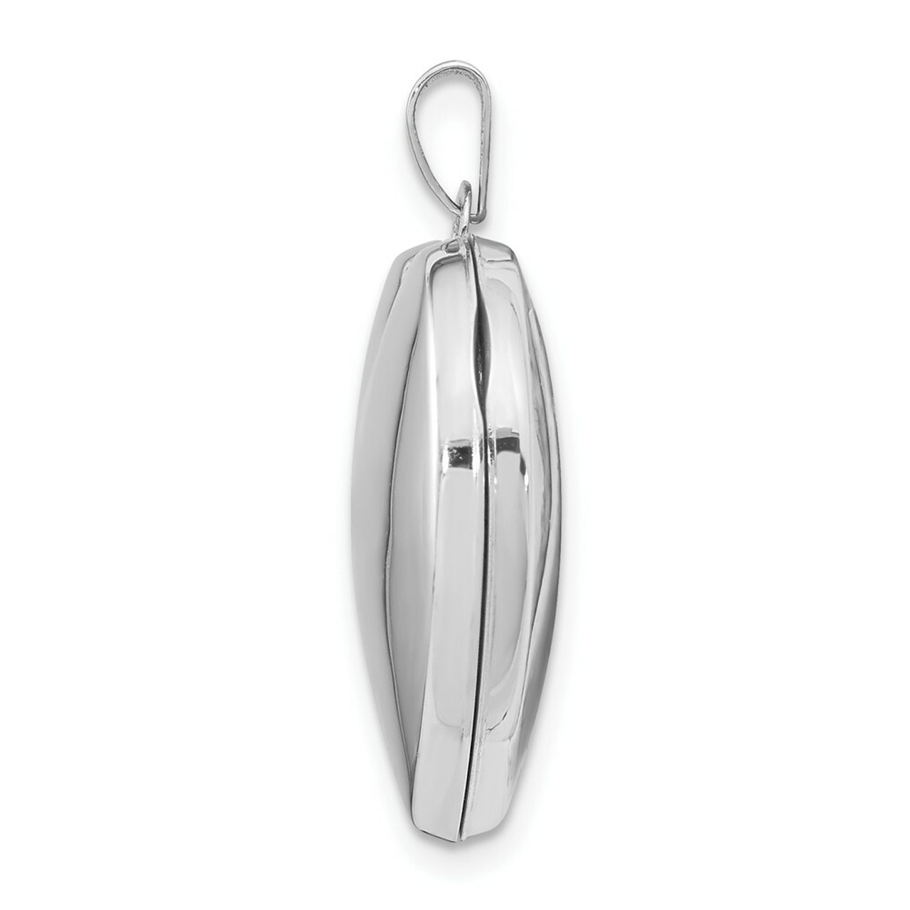 14K White Gold 21mm Heart Plain Domed Family Locket 28x21mm - (A99-443)