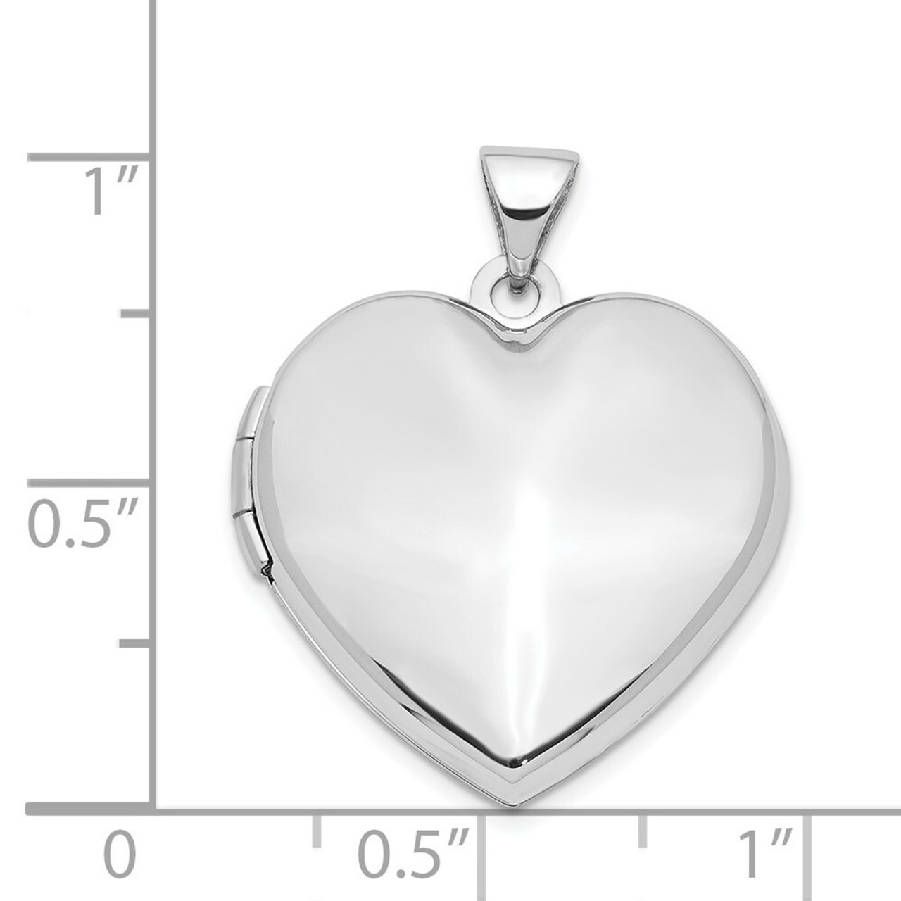 14K White Gold 21mm Heart Plain Domed Family Locket 28x21mm - (A99-443)
