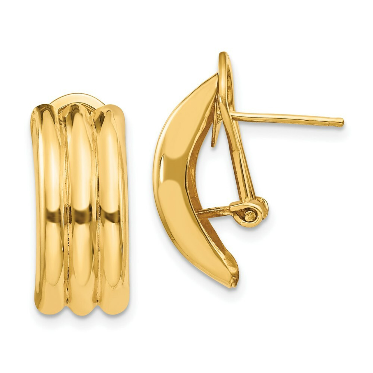 14K Yellow Gold Omega Post Earrings - (B36-872)