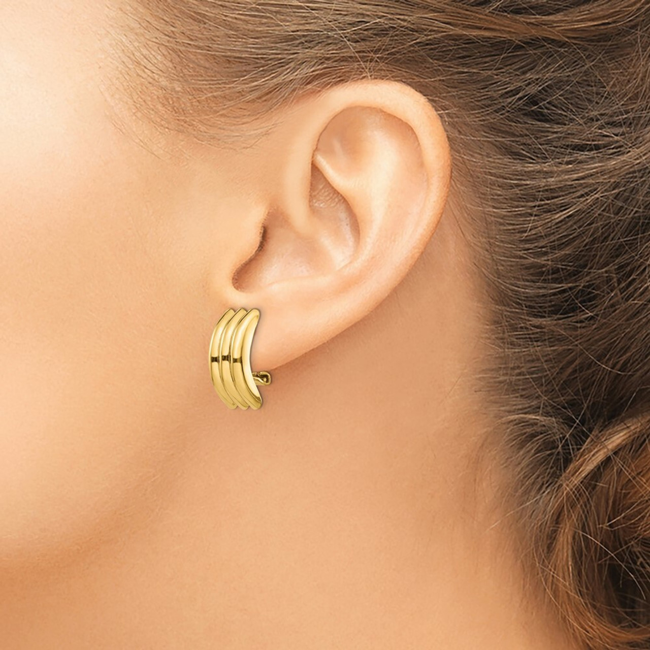 14K Yellow Gold Omega Post Earrings - (B36-872)