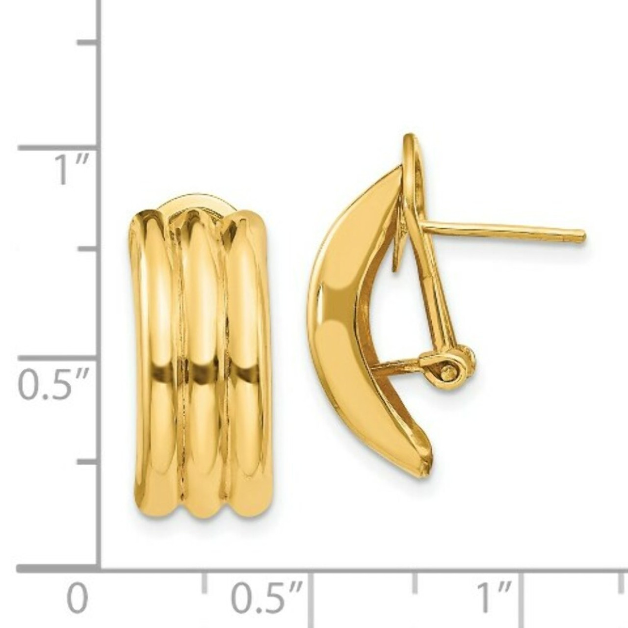14K Yellow Gold Omega Post Earrings - (B36-872)