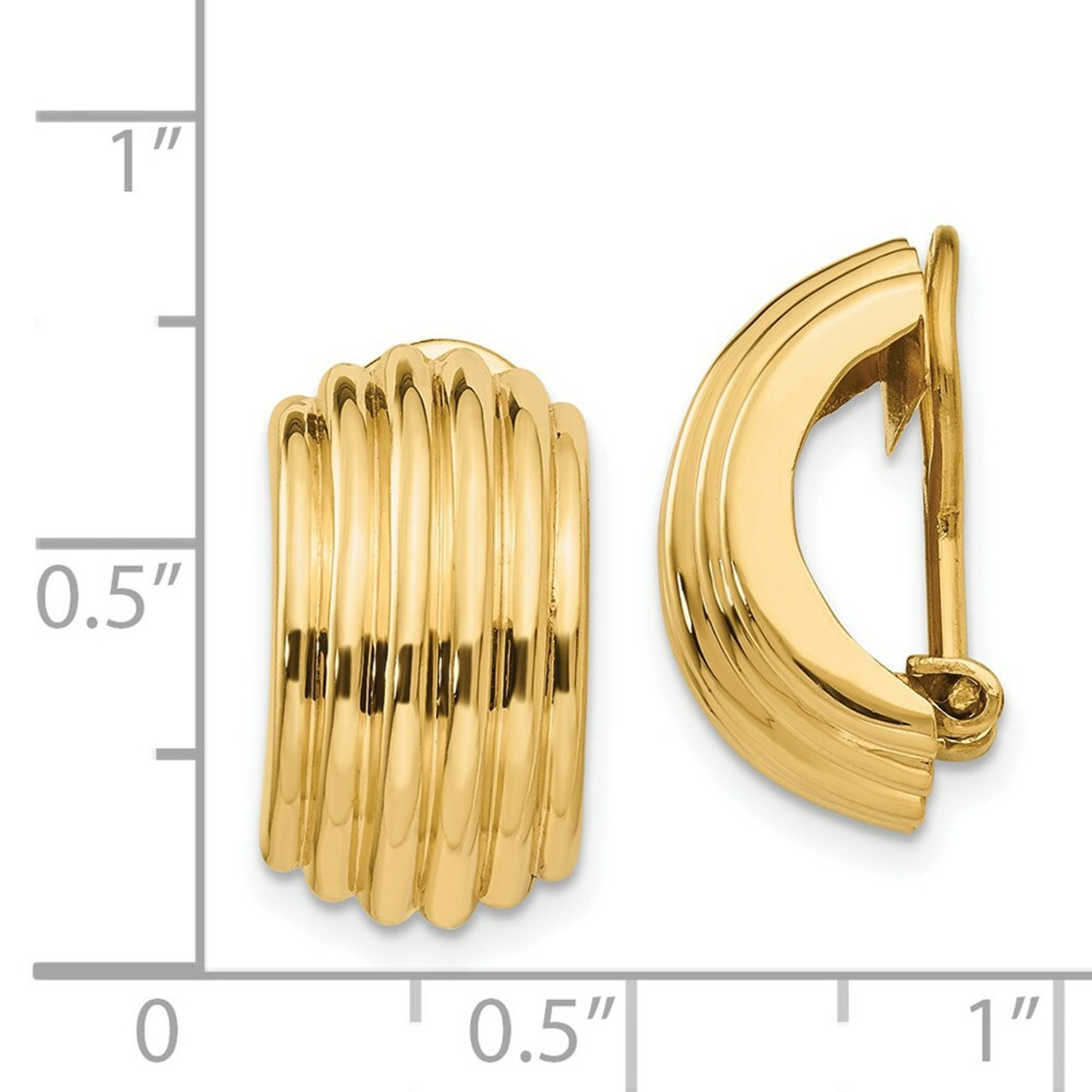 14K Yellow Gold Omega Clip Non-pierced Earrings 16mm length - (B36-941)